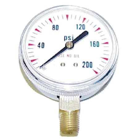 Powerweld Replacement Gauge, 2-1/2" x 200 PSI, 1/4" NPT Inlet A200